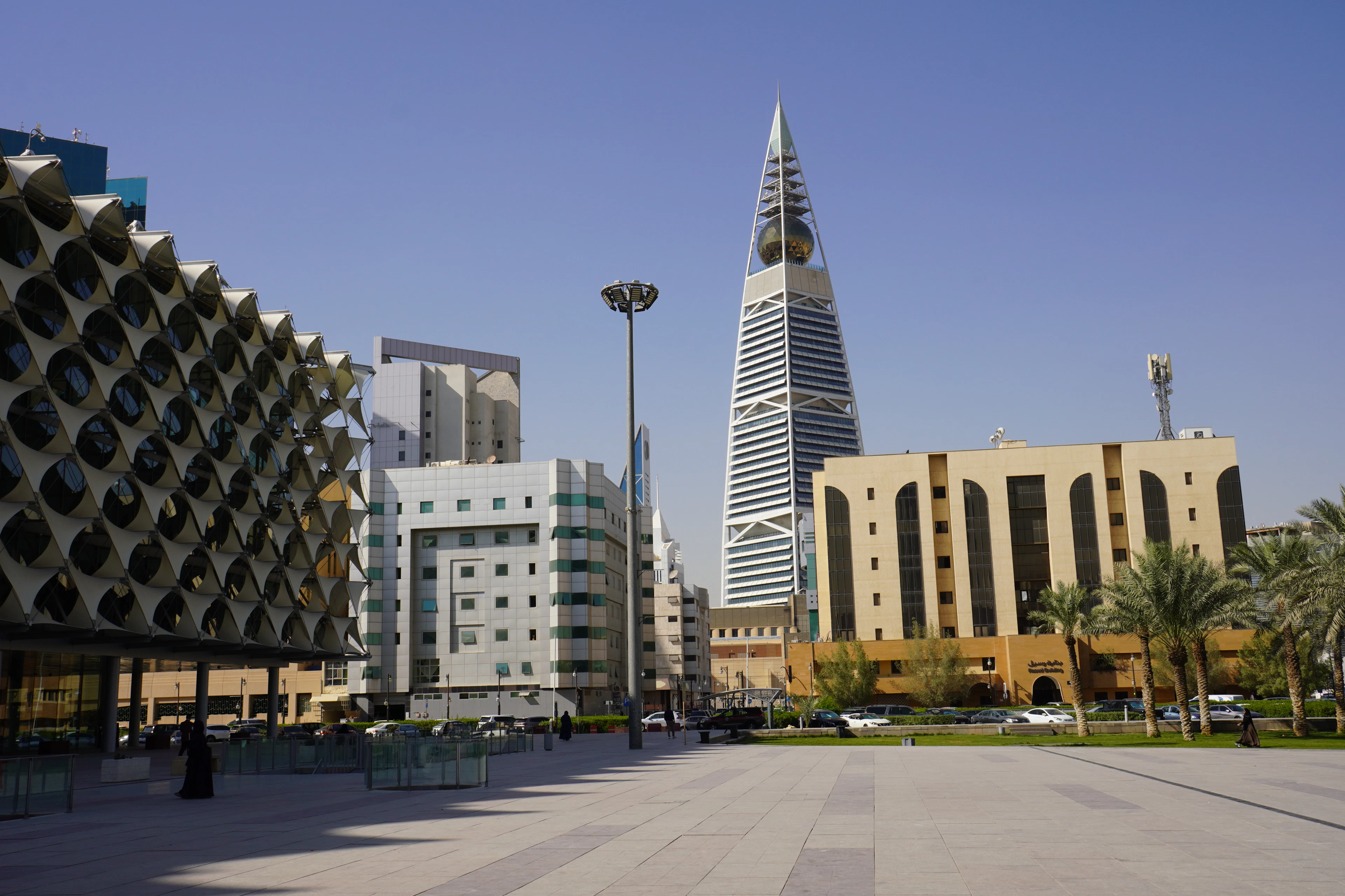 Riyadh skyline and the Kingdom Centre Tower, representing MRC's nationwide reach across Saudi Arabia